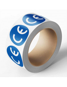 CE-label, rond, 1000 stuks per rol, blauw, keurmerk