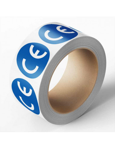CE-label, rond, 1000 stuks per rol, blauw, keurmerk