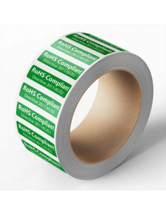 Sticker 'RoHS Compliant' 25 meter op rol