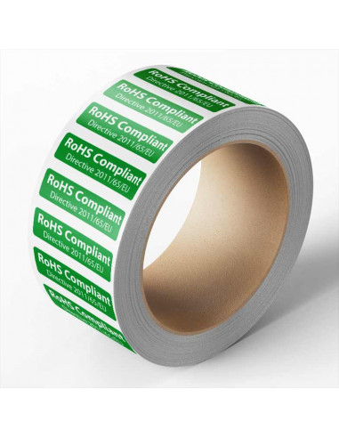 Sticker 'RoHS Compliant' 25 meter op rol