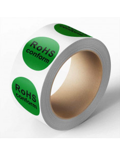 Sticker 'RoHS conform', 25 m op rol, groen