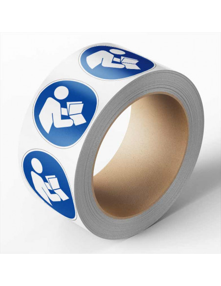 Gebruiksaanwijzing lezen verplicht sticker op rol, 25 meter, M002