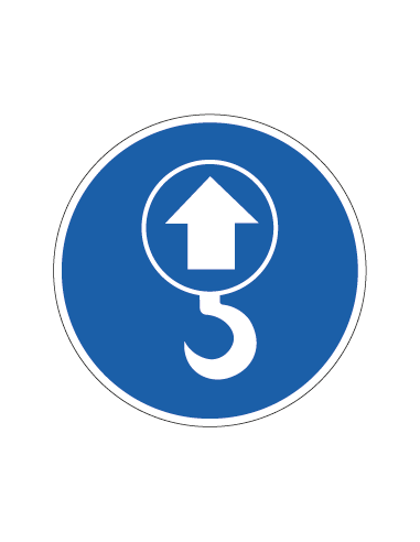 Lasthaak verplicht sticker op rol, 25 meter, rond, blauw wit, lasthaak symbool