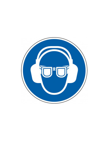 Oog en gehoorbescherming verplicht sticker, 25 meter op rol