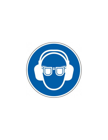 Oog en gehoorbescherming verplicht sticker, 25 meter op rol