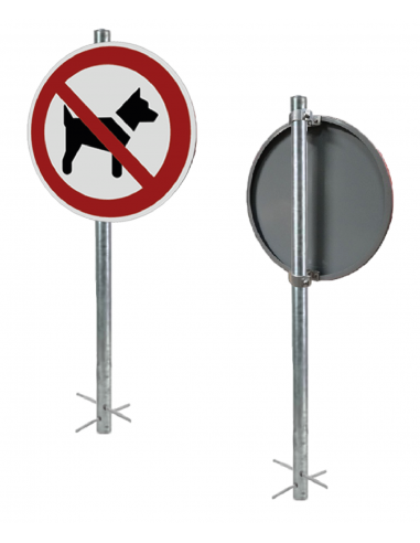 Voordeelset verbodsbord honden, buispaal en scharnierbeugel