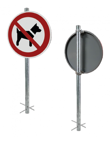 Voordeelset verbodsbord honden, buispaal en scharnierbeugel