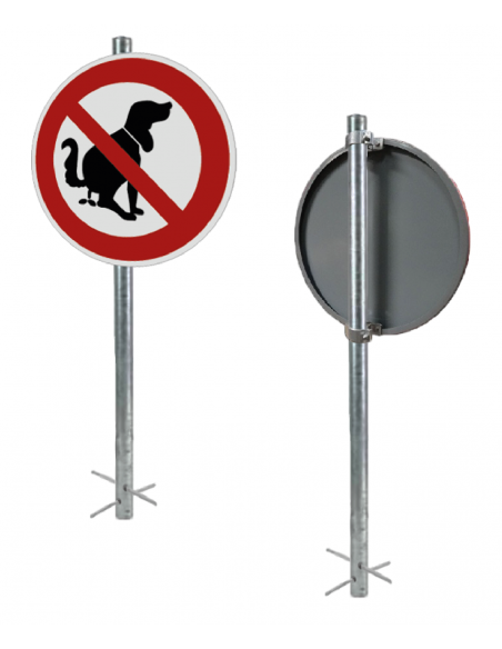 Voordeelset verboden te poepen voor honden bord, buispaal en scharnierbeugel