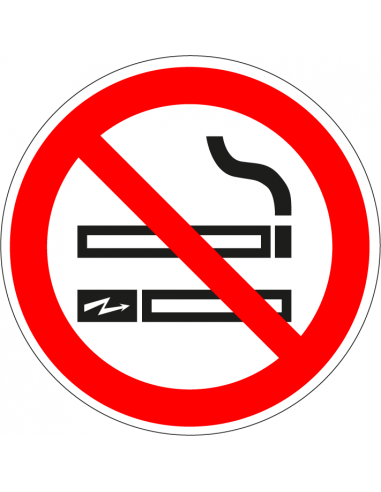 Roken en e-sigaret verboden sticker, rood wit, pictogram roken en e-sigaret verboden, rond