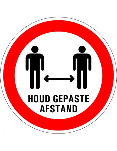 Verboden dicht bij elkaar te staan sticker, rood wit, pictogram roken verboden, rond