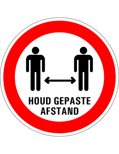 Verboden dicht bij elkaar te staan sticker, rood wit, pictogram roken verboden, rond