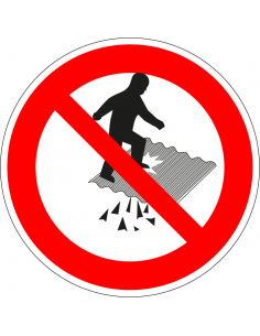 Niet betreden instortingsgevaar sticker, rood wit, pictogram niet betreden instortingsgevaar, rond