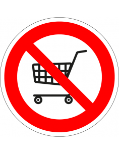 Verboden voor winkelwagens bord, kunststof, rood wit, pictogram verboden voor winkelwagens, rond