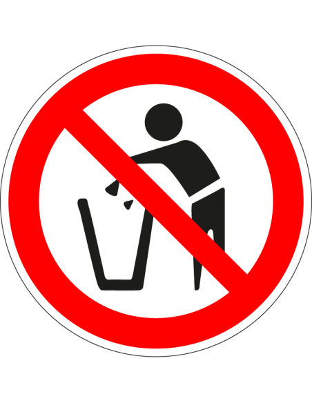 Niet weggooien bord, kunststof, rood wit, pictogram niet weggooien, rond