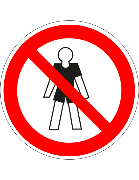 Korte broek en t-shirt verboden sticker, rood wit, pictogram korte broek en t-shirt verboden, rond