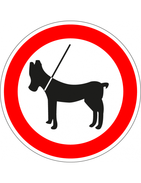 Honden aan de lijn houden bord, kunststof, rood wit, verbodsbord, rond
