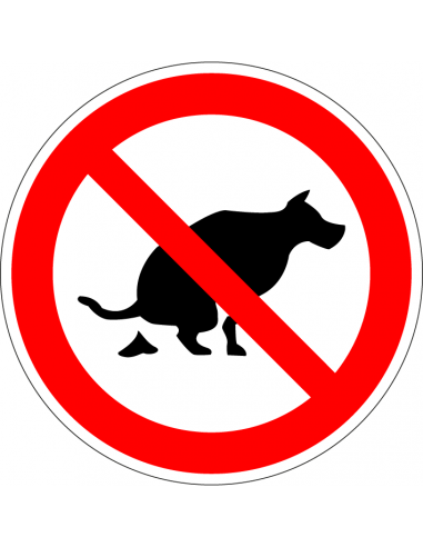 Verboden hondenpoep sticker, rood wit, pictogram hondenpoep, rond