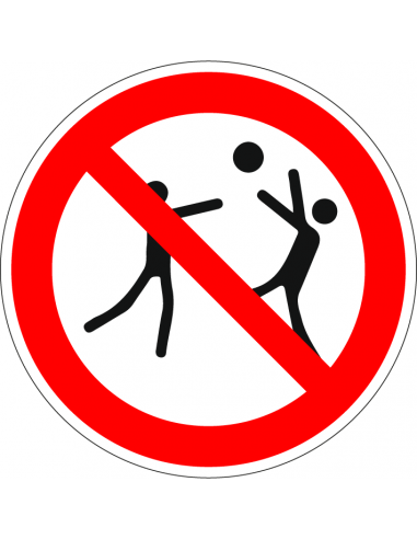 Verboden te spelen sticker, rood wit, pictogram verboden te spelen, rond