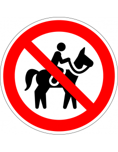 Verboden voor ruiters bord, kunststof, rood wit, pictogram verboden voor ruiters, rond