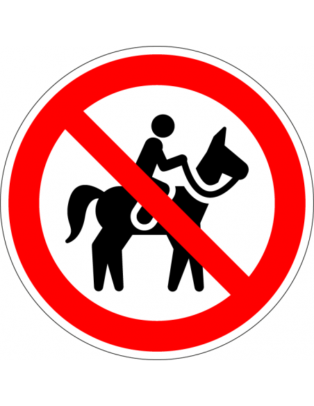 Verboden voor ruiters bord, kunststof, rood wit, pictogram verboden voor ruiters, rond