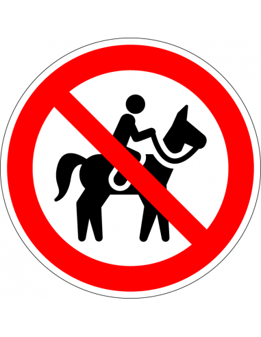 Verboden voor ruiters sticker, rood wit, pictogram verboden voor ruiters, rond