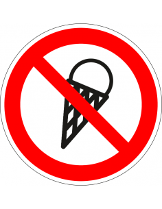 Verboden voor ijsjes sticker, rond, rood wit, verboden voor ijsje pictogram