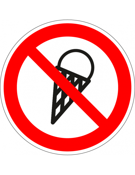 Verboden voor ijsjes sticker, rond, rood wit, verboden voor ijsje pictogram