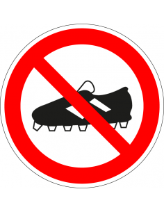 Verboden voetbalschoenen te dragen, sticker, rond, rood wit, voetbalschoen pictogram