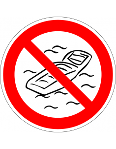 Luchtbedden verboden in zee bord, kunststof, rood wit, rond, luchtbed symbool