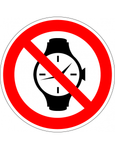 Horloges verboden bord, kunststof, rond, rood wit, horloge symbool