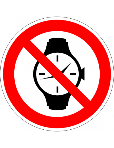 Horloges verboden bord, kunststof, rond, rood wit, horloge symbool