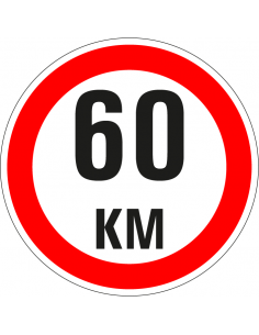 Maximaal 60 km sticker, rood wit, rond, 60 km per uur symbool