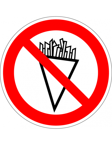 Friet verboden sticker, rood wit, rond, friet symbool