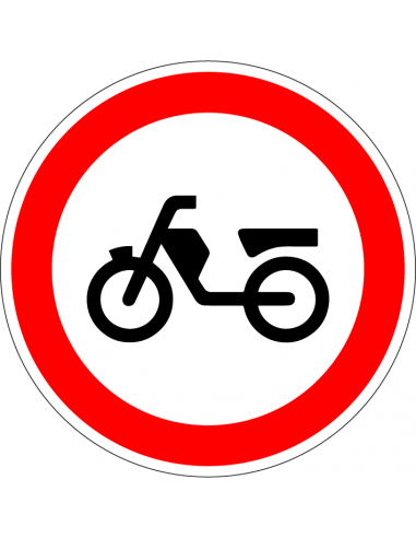Verboden voor bromfietsen bord, kunststof, C13, rond, rood wit, bromfiets symbool