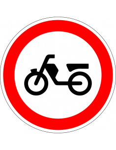 Verboden voor bromfietsen sticker, C13, rond, rood wit, bromfiets symbool