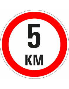 Maximaal 5 km sticker, rond, rood wit, max 5 km per uur symbool