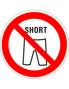Korte broek verboden sticker, rond, rood wit, korte broek symbool