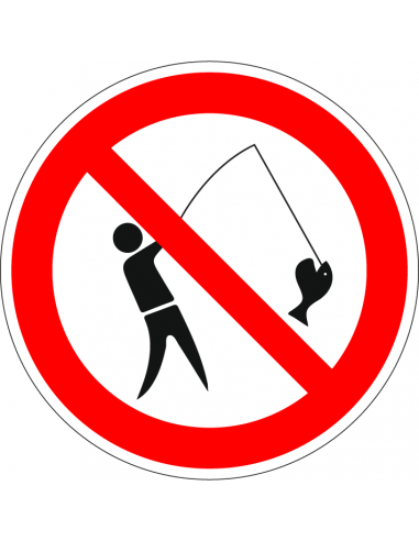 Verboden te vissen bord, kunststof, rood wit, rond, persoon vissen