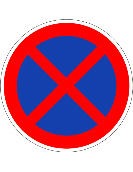 Niet stilstaan sticker, E2, rood blauw, verkeerssticker, verbodssticker