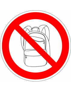 Rugtassen en backpack verboden bord, kunststof , rood wit