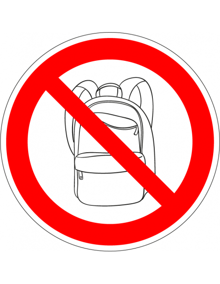 Rugtassen en backpack verboden sticker, rood wit