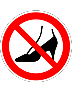 Verboden naaldhakken te dragen bord, kunststof, rood wit, verbodsbord, hakken