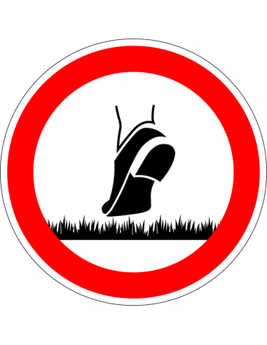 Verboden om over het gras te lopen sticker, rood wit zwart, verbodssticker