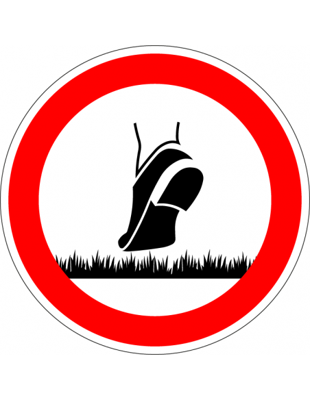 Verboden om over het gras te lopen sticker, rood wit zwart, verbodssticker