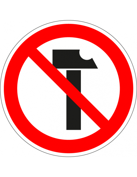 Verboden voor hamers bord, kunststof, rood wit, pictogram hamer, gereedschap