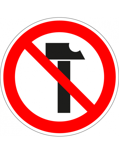 Hamers verboden sticker, rood wit, pictogram hamer, gereedschap