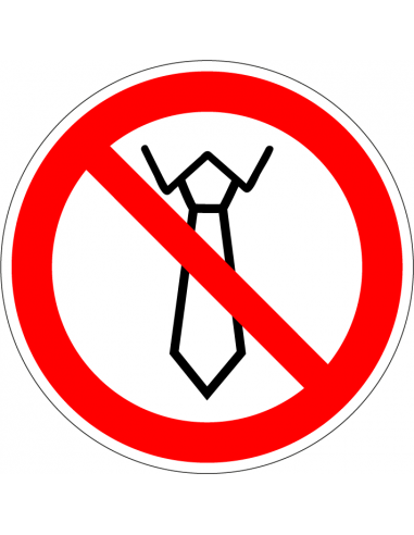 Verboden stropdas te dragen bord, kunststof, rood wit, pictogram roken verboden, rond