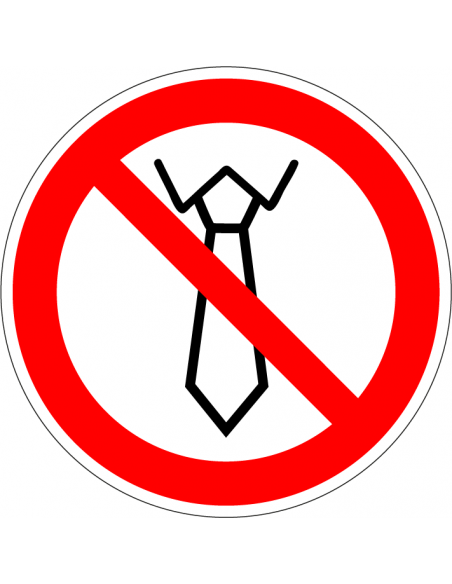 Verboden stropdas te dragen bord, kunststof, rood wit, pictogram roken verboden, rond