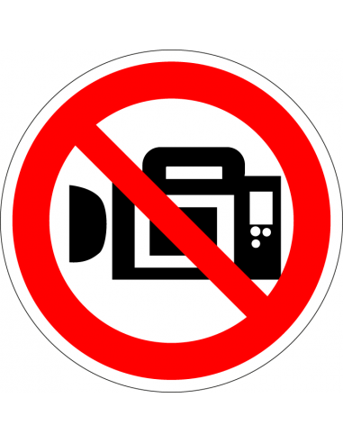 Verboden te filmen bord, kunststof, rood wit, pictogram filmen verboden, rond