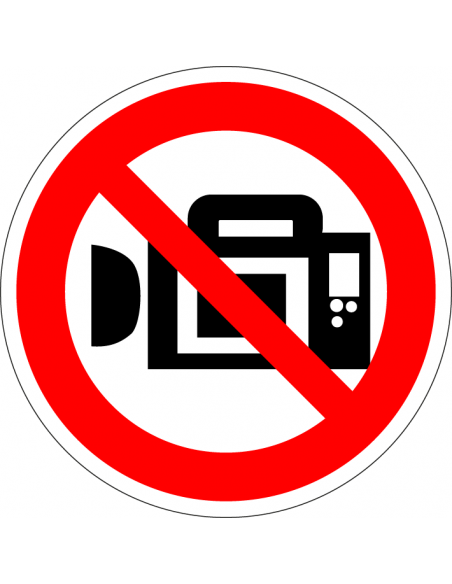Verboden te filmen bord, kunststof, rood wit, pictogram filmen verboden, rond
